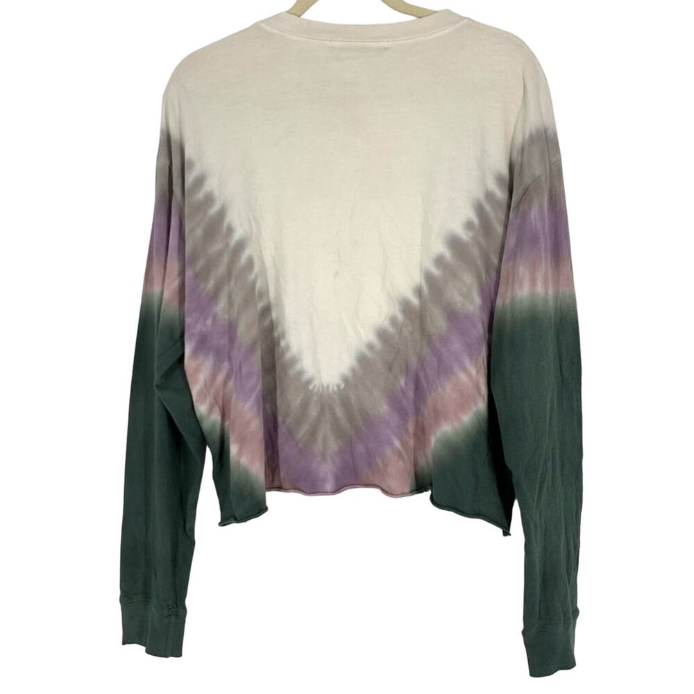 Daydreamer Cotton Tie Dye Long Sleeve Tee Shirt Medium Purple Tan‎ Green - Picture 2 of 8